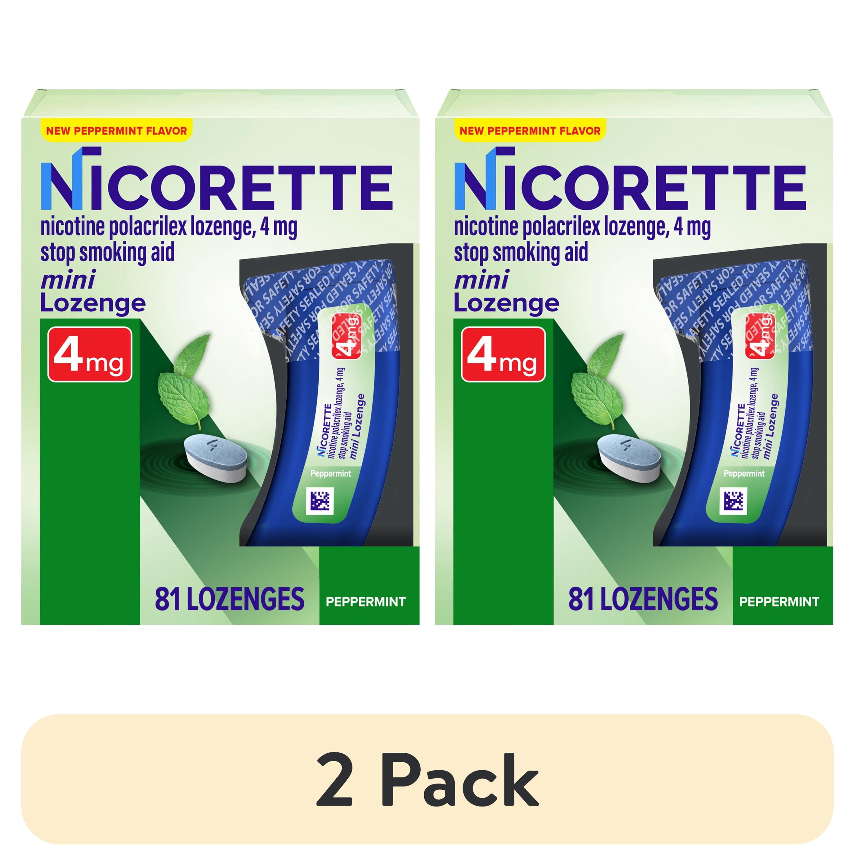 (2 pack) Nicorette Mini Nicotine Lozenges, 4 Mg Stop-Smoking Aid, Peppermint Flavor, 81 Count