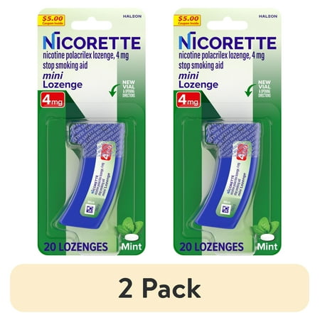 (2 pack) Nicorette Mini Nicotine Lozenges to Stop Smoking, Mint Flavor, 4 Mg - 20 Count