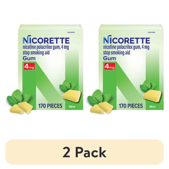 (2 pack) Nicorette Nicotine Gum, Stop Smoking Aids, 4 Mg, Fresh Mint, 170 Count