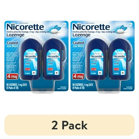(2 pack) Nicorette Coated Nicotine Lozenges Stop Smoking Aid 4 Mg Mint - 80 Ct