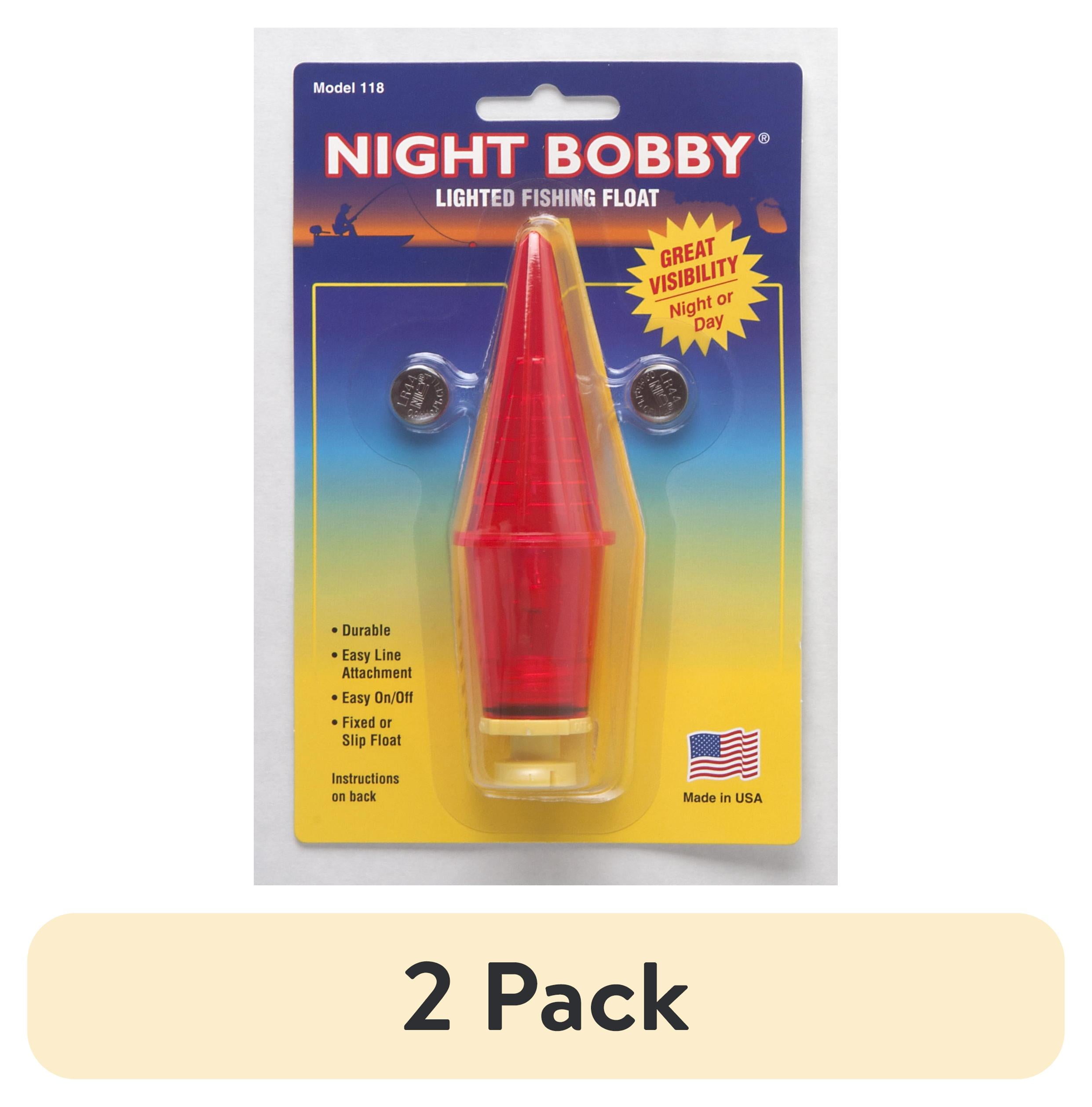 (2 pack) Night Bobby Lighted Fishing Float for Night Fishing, Red/Yellow Torpedo