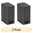 thumbnail image 1 of (2 pack) Nine Stars Step-On Bathroom Trash Can, 3 Gallon stainless steel, Pedal open, Hands-free Soft Close lid Garbage bin, Black, 1 of 11