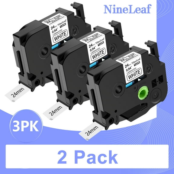 (2 pack) NineLeaf 3 Pack Compatible for Brother P-touch TZe-251 TZe251 TZ-251 TZ251 24mm 1 Inch White Laminated Label Tape 0.94" x 26.2 ft