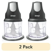 (2 pack) Ninja Food Chopper 2-Cup, One-Touch Pulse, Splash Guard & Storage Lid, Compact Kitchen, NJ100 Gray