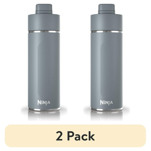 (2 pack) Ninja Thirsti 24 oz Travel Water Bottle, Stainless Steel, Leak Proof, 24 Hours Cold, Ash Gray