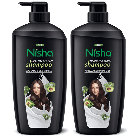 (2 pack) Nisha 21.98 fl oz- Nisha Avocado & Brahmi Daily Shampoo For Strong and Shiny Hair, Man and Women, For All Hair Types