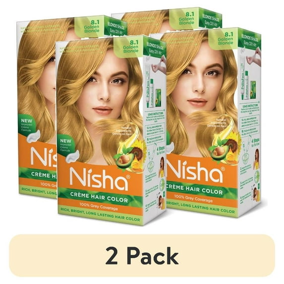 (2 pack) Nisha Creme Hair Color | Permanent Long Lasting Blonde Hair Dye Color Kit | Golden Blonde | 5.07 Oz (Pack Of 2)