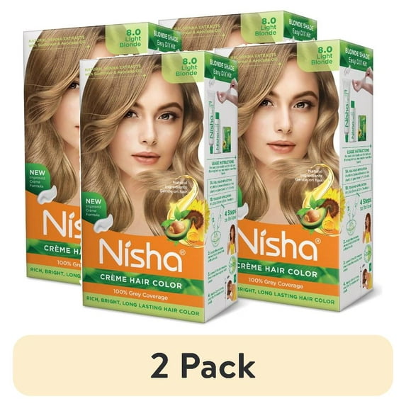(2 pack) Nisha Creme Hair Color | Permanent Long Lasting Blonde Hair Dye Color Kit | Light Blonde | 5.07 Oz (Pack Of 2)