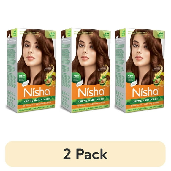 (3 pack) Nisha Creme Hair Color | Permanent Long Lasting Brown Hair Dye Color Kit | Natural Brown | 4.05 Oz (Pack Of 3)