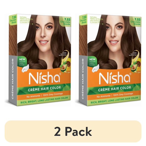 (2 pack) Nisha Creme Hair Color | Permanent Long Lasting Blonde Hair Dye Colour Kit | Chocolate Blonde | Mini Box 40gm / 1.35 Oz
