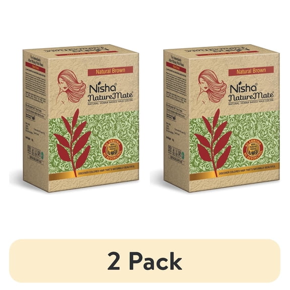 (2 pack) Nisha Nature Mate Natural Henna Based Hair Color dye, Natural Brown, 3.17 oz