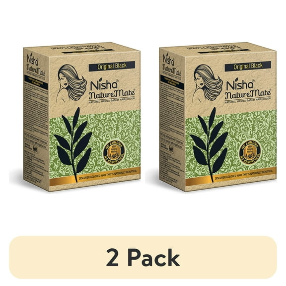 (2 pack) Nisha Nature Mate Hair Dye Color, 100% Grey Coverage Original Black, 2.12 Oz
