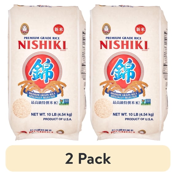 (2 pack) Nishiki Premium Medium Grain Rice 10 lbs Bag Non-GMO Verified