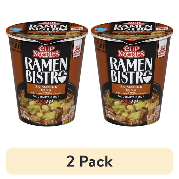 (2 pack) Nissin Cup Noodles Ramen Bistro Ramen Noodle Soup, Japanese Miso Flavor, 3.10 oz Cup, Shelf-Stable
