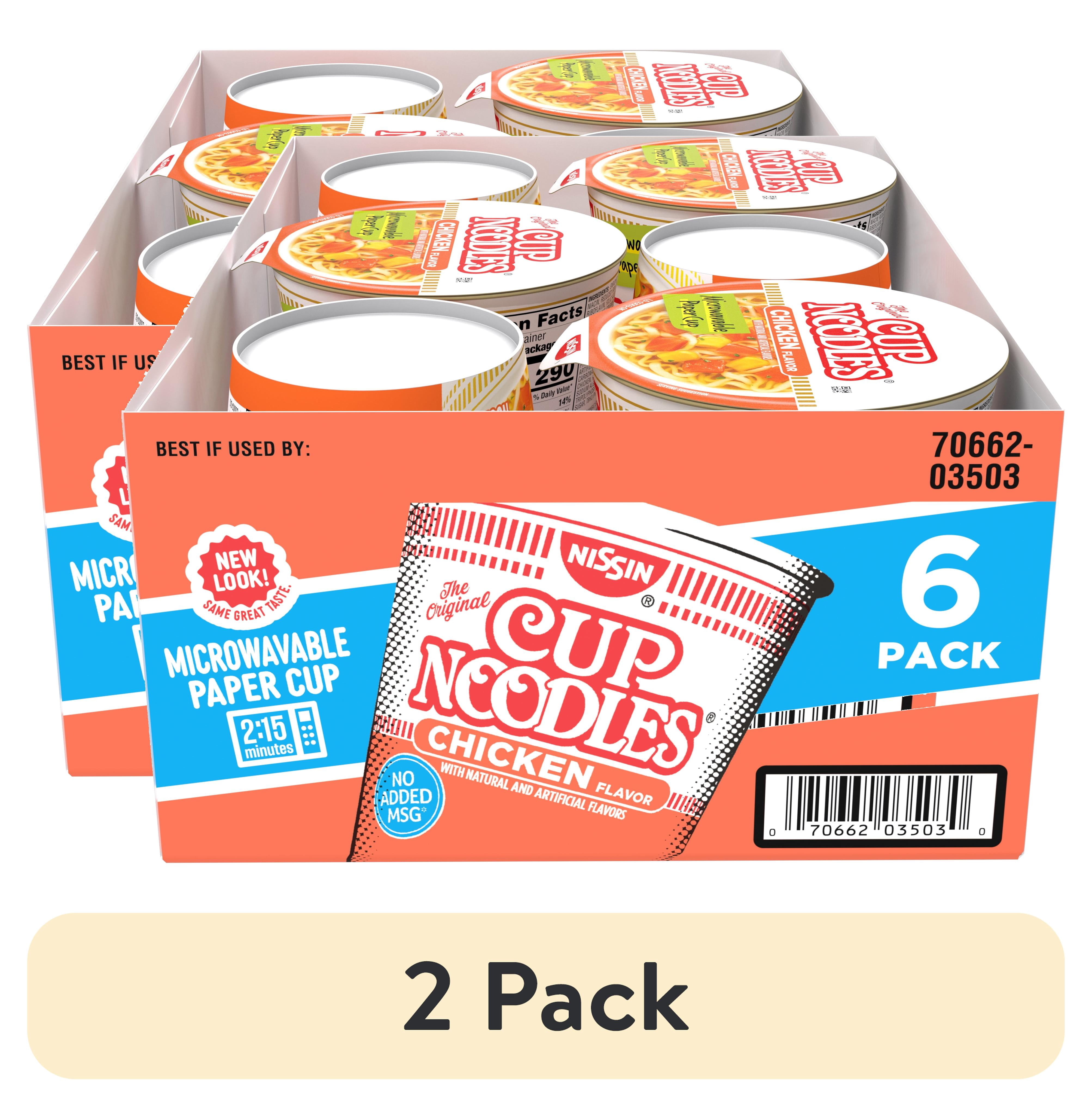 (2 pack) Nissin Foods Cup Noodles Ramen Noodle Soup, Chicken Flavor, 2.25 oz Cup, Shelf-Stable, 6 Pack