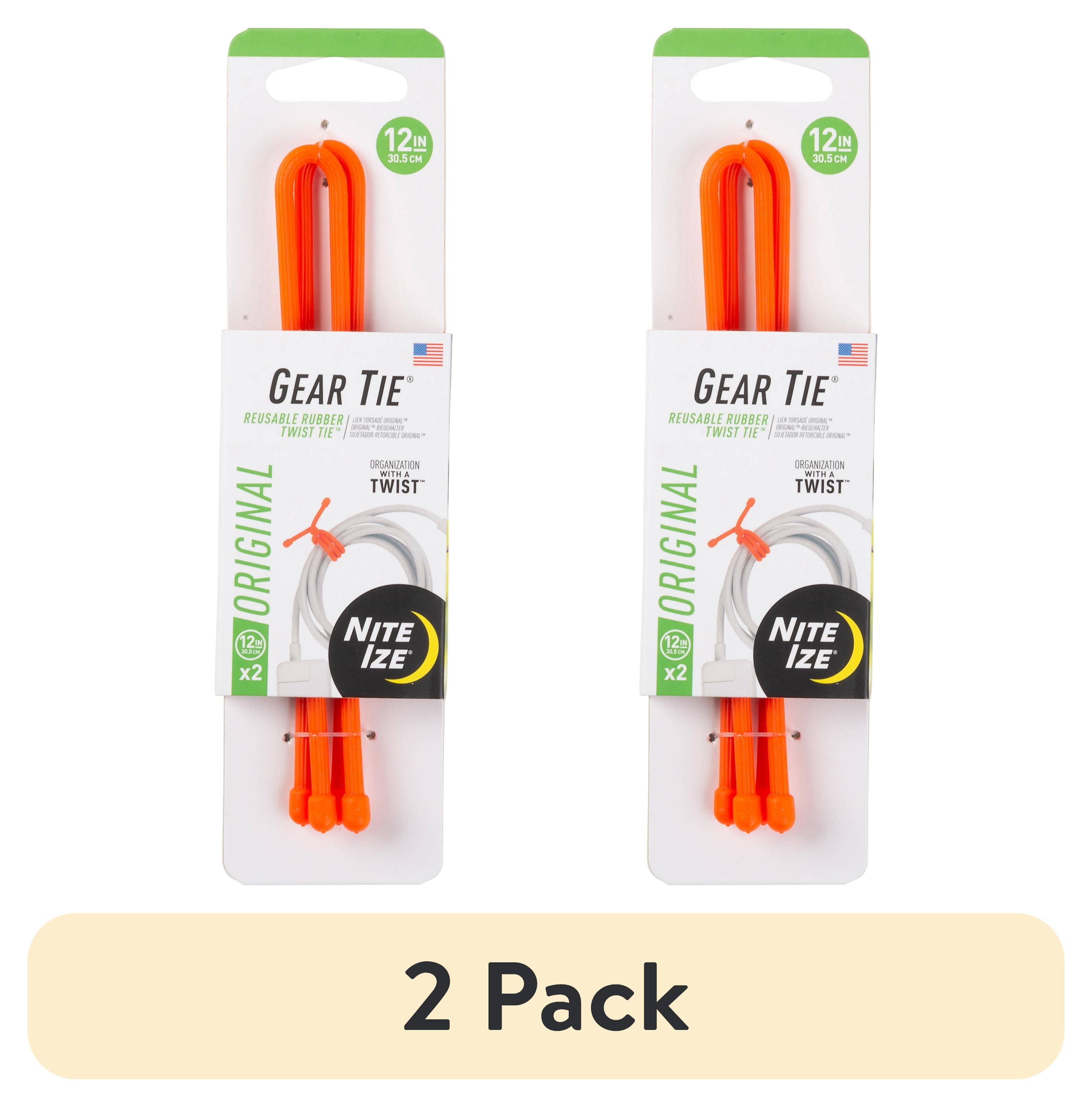 (2 pack) Nite Ize Gear Tie Reusable 12 Inch Bright Orange Plastic Twist Ties for Home & Outdoor Use - 2 Pack