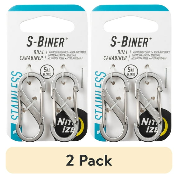 (4 pack) Nite Ize S-Biner® Dual Carabiner Stainless Steel #1 - 2 pack - Stainless
