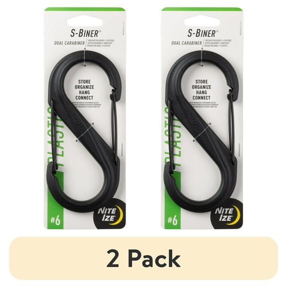 (2 pack) Nite Ize S-Biner® Plastic Dual Carabiner #6 - Black