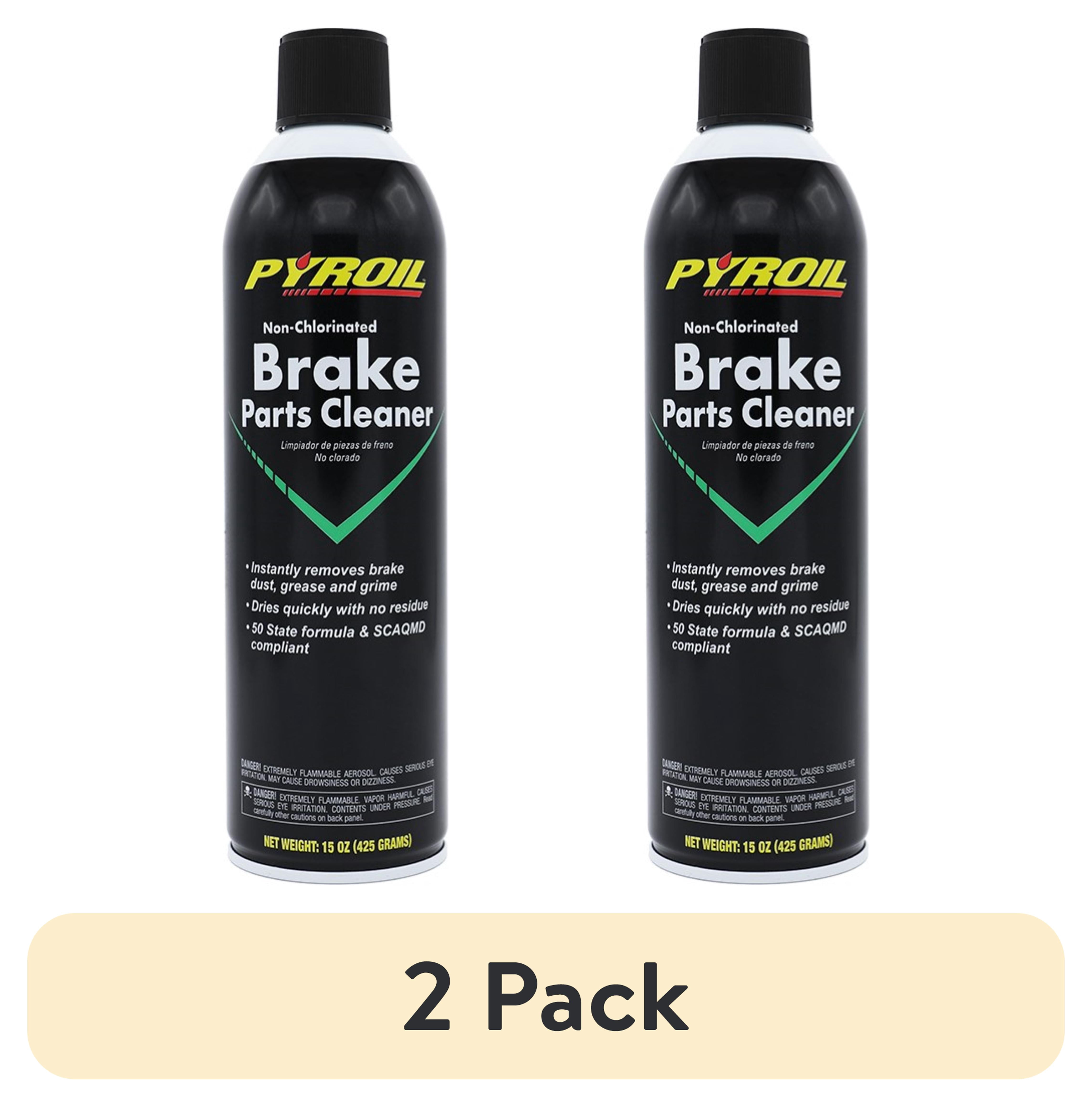 (2 pack) Niteo PYROIL Non-Chlorinated Fast Drying No Residue Aerosol Brake Cleaner, All Vehicle Types, 15 oz