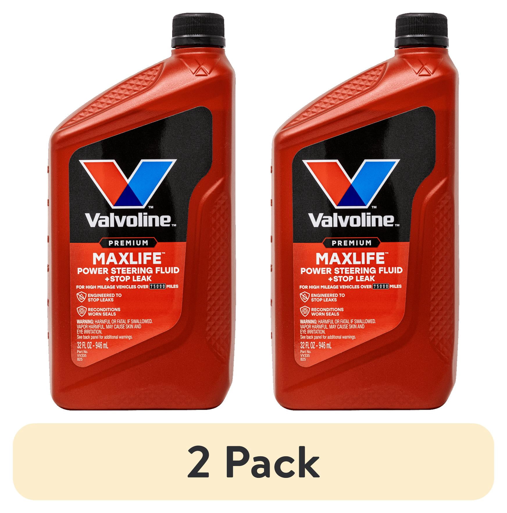(2 pack) Valvoline MAXLIFE Power Steering Fluid + Stop Leak - 32 oz for High Mileage Systems