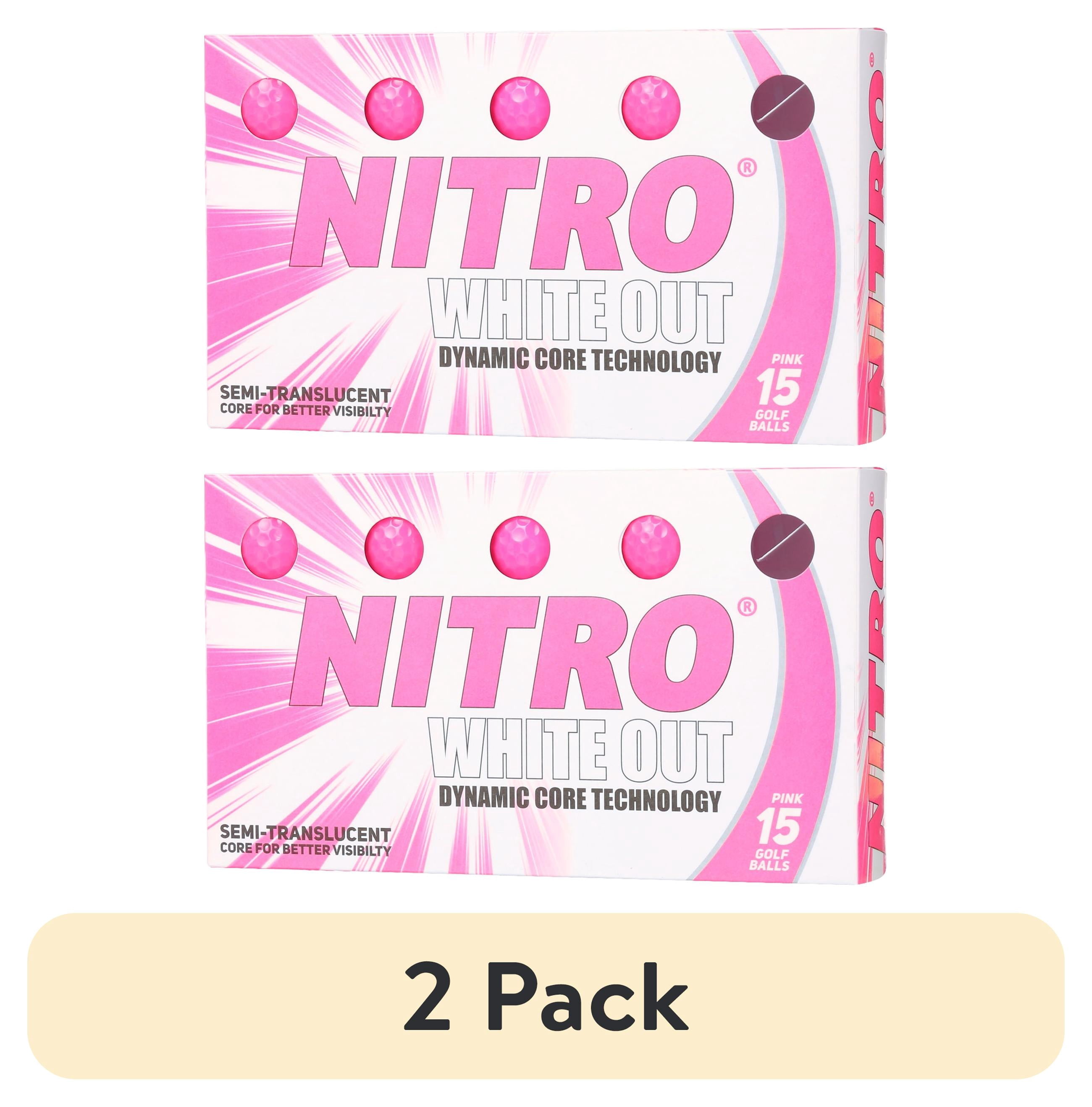 (2 pack) Nitro Golf White Out Golf Balls, Pink, 1.8 lb, 15 Pieces