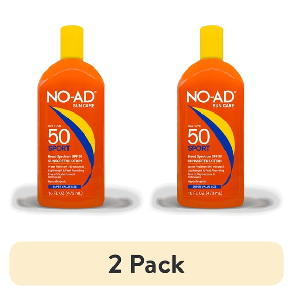 (2 pack) No-Ad 50 SPF Sport Sunscreen Lotion 16oz