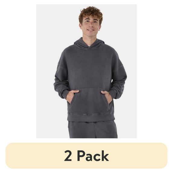 (2 pack) No Boundaries All Gender Oversized Fleece Hoodie Sweatshirt, 1 or 2-Pack, Men's
