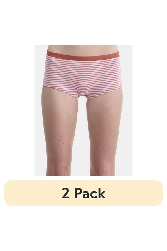 (2 pack) No Boundaries Cotton Boyshort Panty, Women’s and Women’s Plus, Sizes S-XXXL