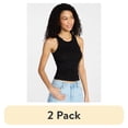 thumbnail image 1 of (2 pack) No Boundaries Ribbed High Neck Tank Top, Women's XXS-XXL, 1 of 6