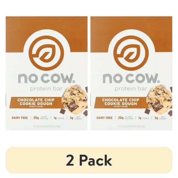 (2 pack) No Cow Vegan Protein Bars, CCCD, 4 Pack