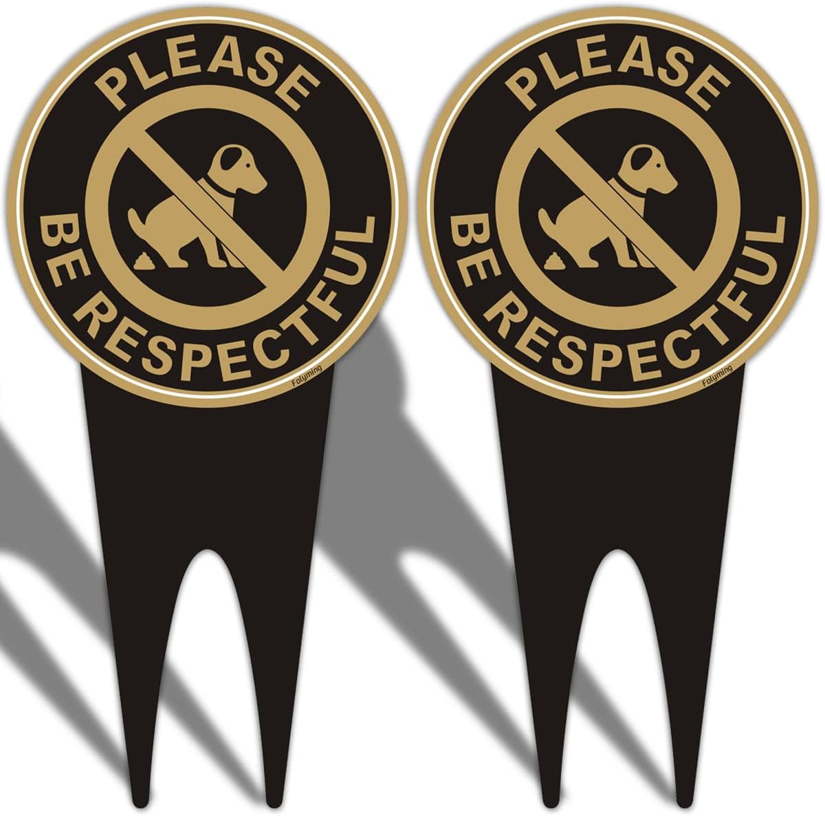 Hinweisschild 'No Dog Poop' Aus Metall - Doppelseitig, 20x30 Cm, Mit Erdspieß, Silber