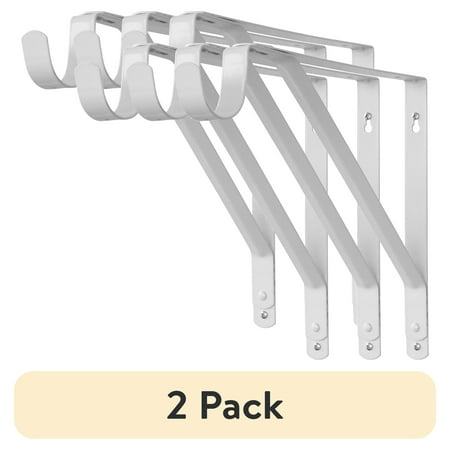 (2 pack) Nonbranded 3-Pack 12-inch Steel Closet Bracket, White, Mounting Hardware Included, 150 lb Capacity