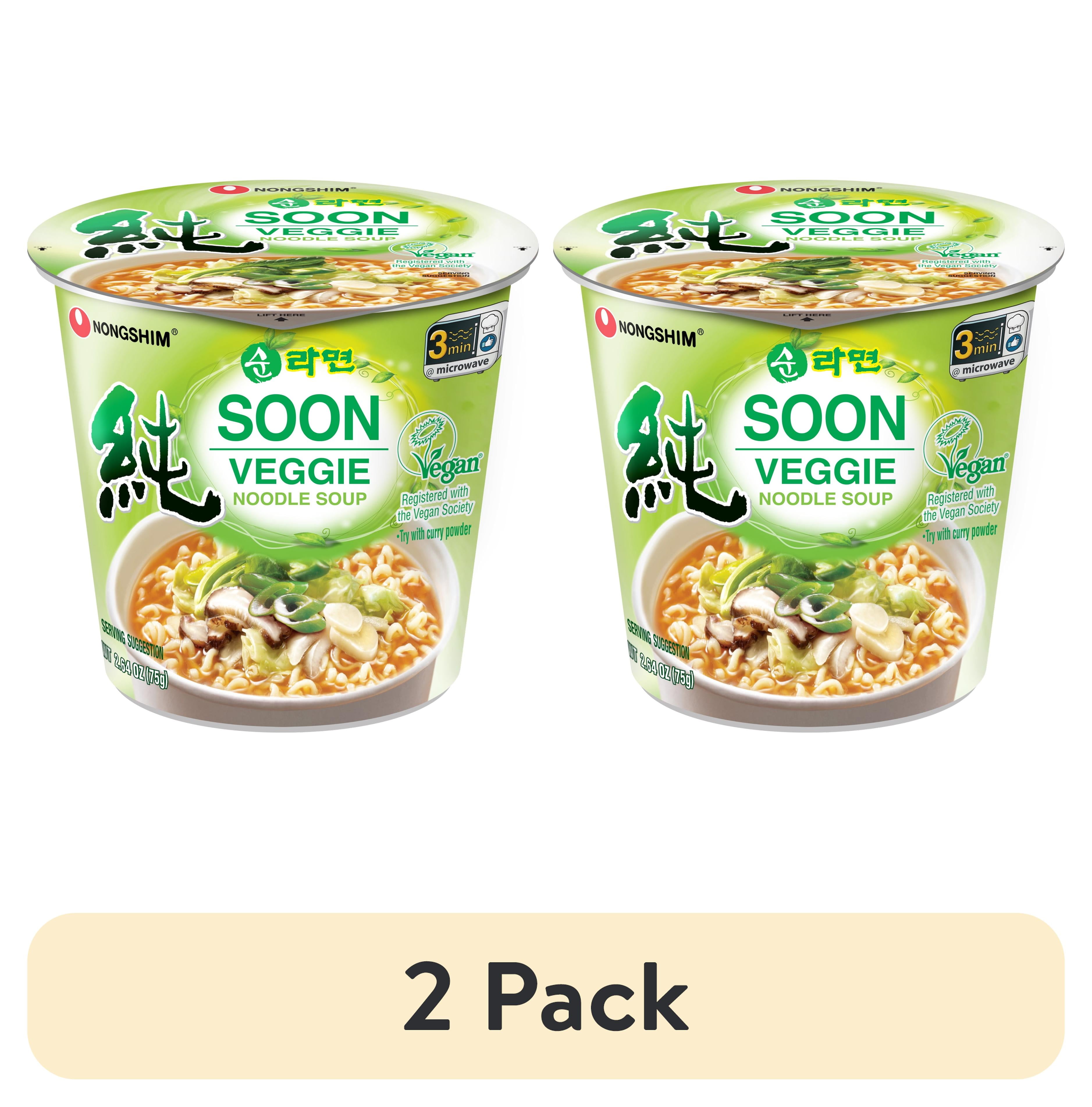 2 pack) Nongshim Soon Veggie Vegan Ramen Noodle Soup Cup, Shelf
