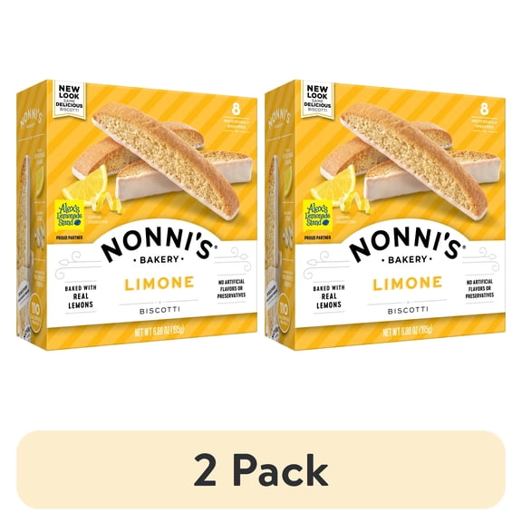 (2 pack) Nonni's Bakery, Limone Biscotti, Individually Wrapped, 6.88 oz, 8 Count