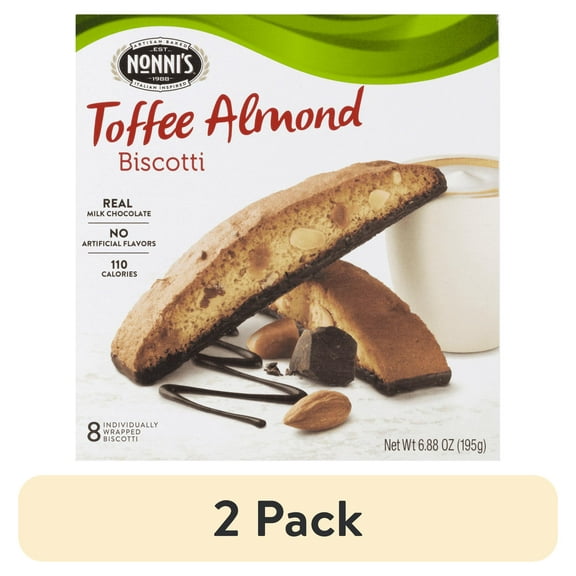 (2 pack) Nonnis Biscotti, Toffee Almond, 8 Count, 6.88 Ounce
