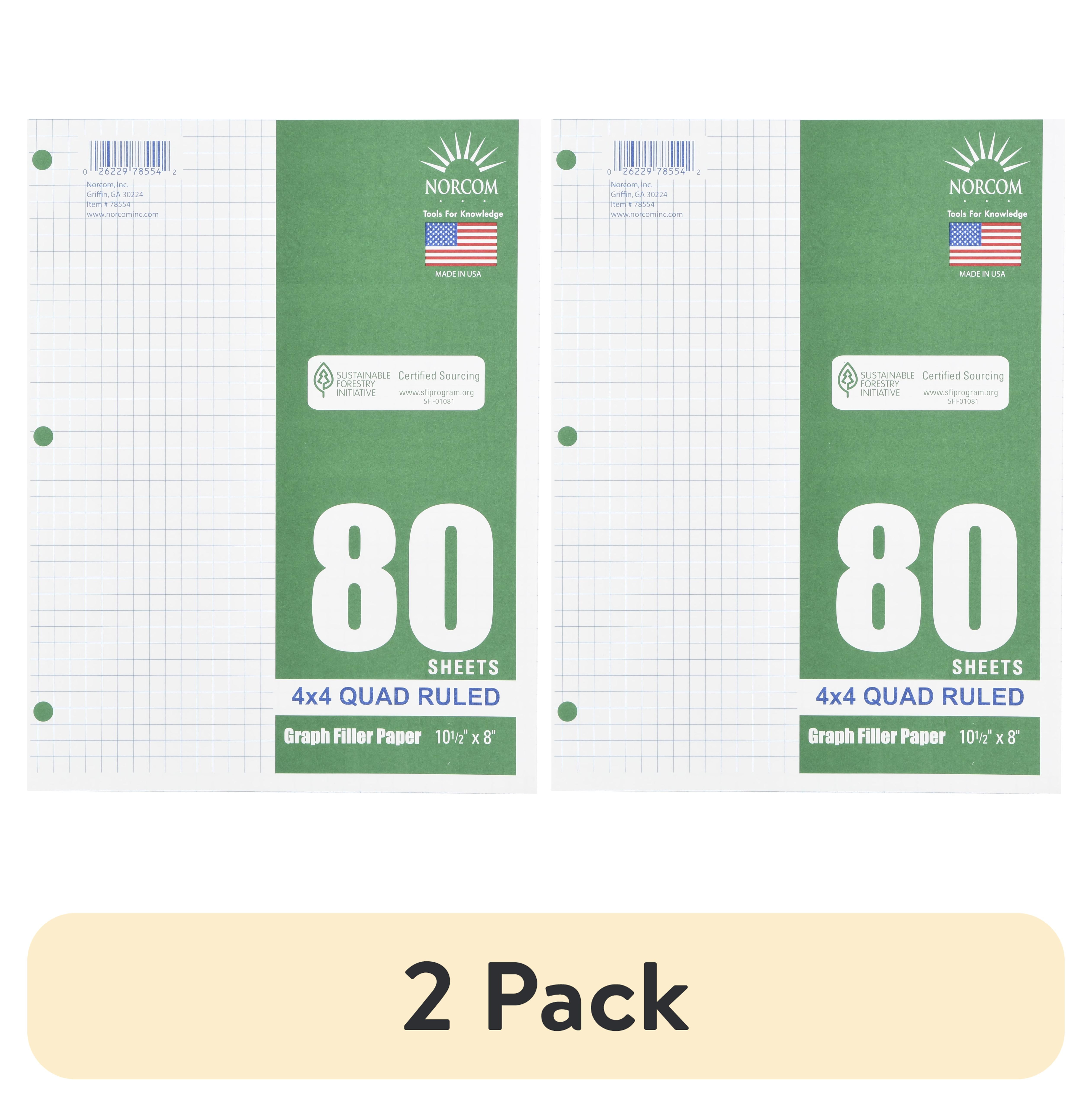 Norcom Filler Paper, Graph Ruled 4x4, 80 Pages, 8