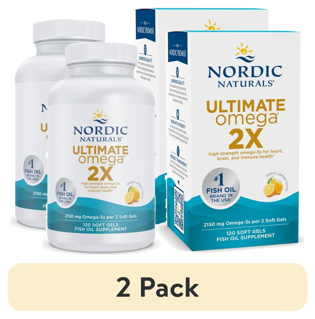 (2 pack) Nordic Naturals Ultimate Omega 2X Softgels, 2150 Mg, Lemon, Fish Oil 120 Ct