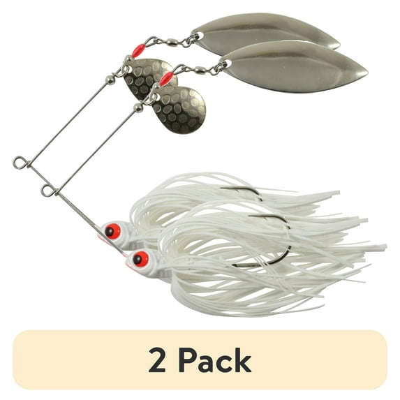 (2 pack) Northland Tackle Reed Runner Tandem Spin - Premium Spinner Baits For Freshwater - Lures For Bass, Pike, And Musky, White Shad, 3/8 Oz