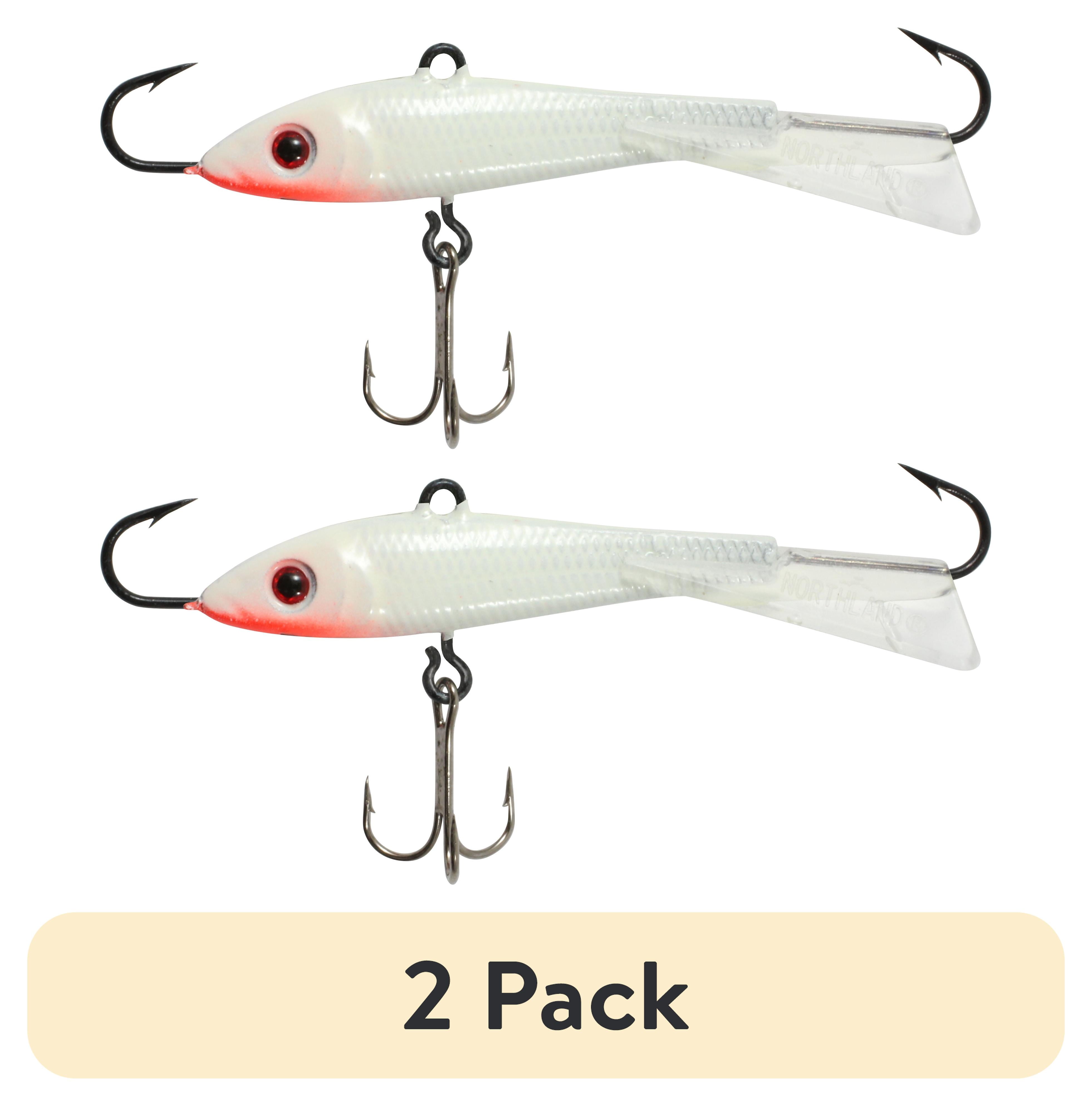 (2 pack) Northland Fishing Tackle Pitchin' Puppet Darting Premium Fishing Jig for Snap Jigging & Pitching Walleyes, 9/16 oz, Glo White