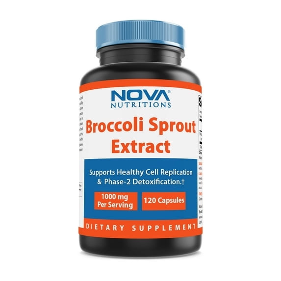 (2 pack) Nova Nutritions Broccoli Sprout Extract 1000 mg 120 Capsules