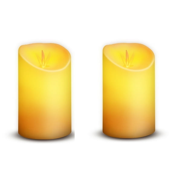 (2 pack) Novelty Place Flickering LED Candles, Lifelike Swinging Flame Battery Powered Realistic Flameless LED Candle - Warm White