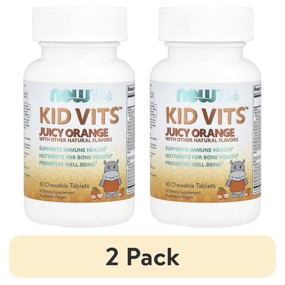 (2 pack) Now Foods Kid Vits Juicy Orange 60 Chewable