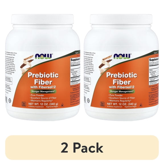 (2 pack) Now Foods Prebiotic Fiber with Fibersol-2 12 oz Powder