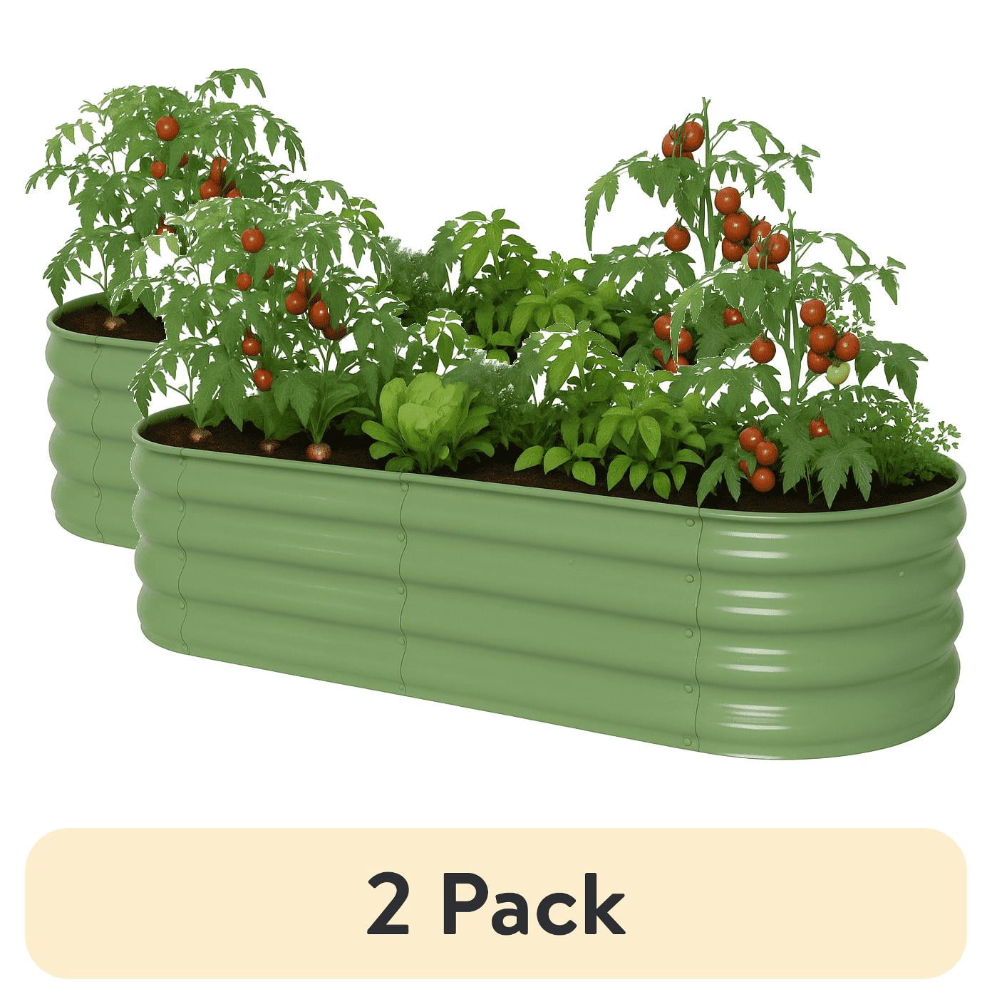 (2 pack) NuVue Products RIGID-Cast 4-in-1 Outdoor Modular Raised Garden Bed – 14" High with 4 Configurations