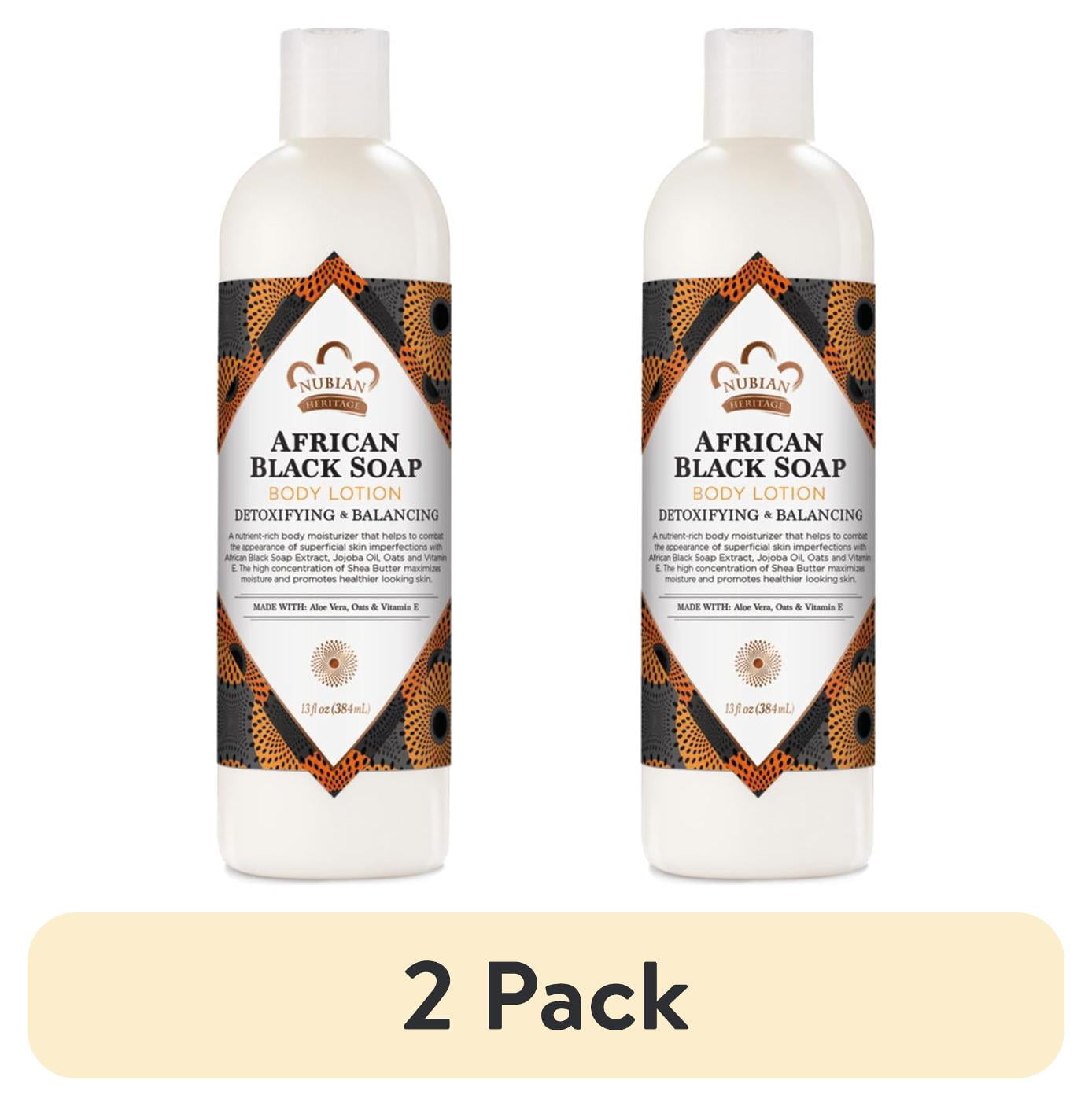 (2 pack) Nubian Heritage Moisturizing Body Lotion for Dry Skin African Black Soap, 13 oz
