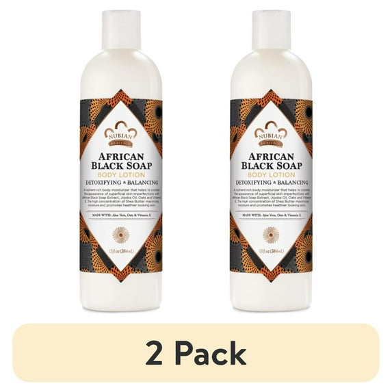 (2 pack) Nubian Heritage Moisturizing Body Lotion for Dry Skin African Black Soap, 13 oz