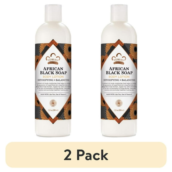 (2 pack) Nubian Heritage Moisturizing Body Lotion for Dry Skin African Black Soap, 13 oz