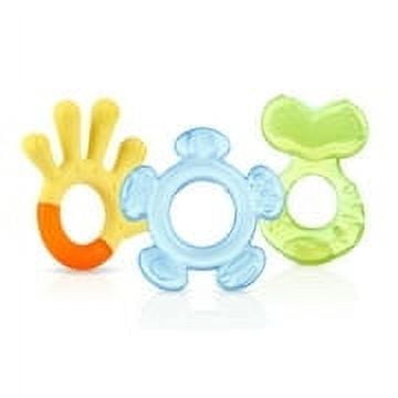 (2 pack) Nuby 3-Step Soothing Teether Set for Infants, Green/Blue/Yellow Unisex Baby Teethers, 3 Count