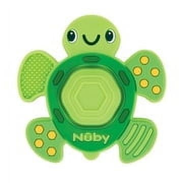 (2 pack) Nuby Teethe N' Pop Sensory Play Teether for Infants, Green Turtle Baby Teether