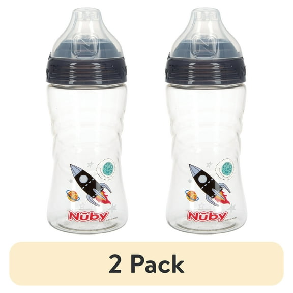 (2 pack) Nuby Thirsty Kids Sip-it Sport and Travel Soft Spout Sippy Cup, 12 fl oz
